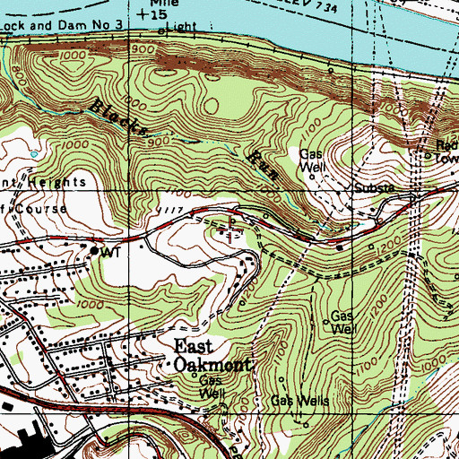 Topographic Map of Valley Heights Golf Course, PA