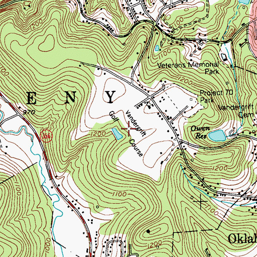 Topographic Map of Vandergrift Golf Course, PA