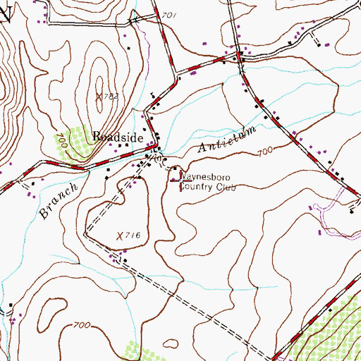 Topographic Map of Waynesboro Country Club, PA