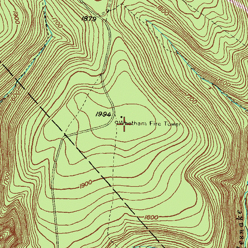 Topographic Map of Whetham Fire Tower, PA