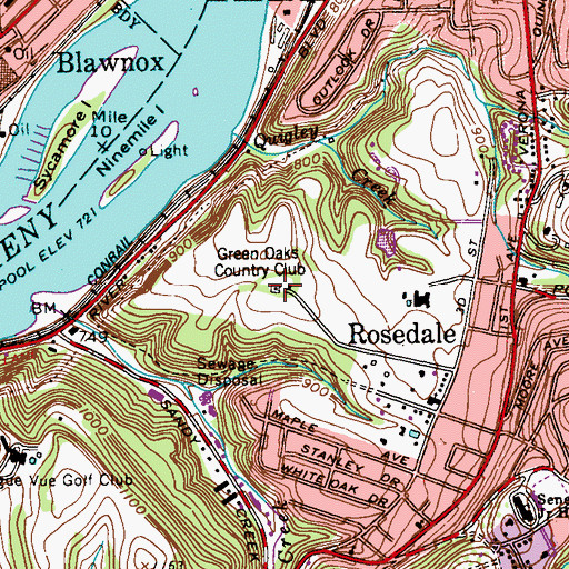 Topographic Map of Westmoreland Country Club, PA