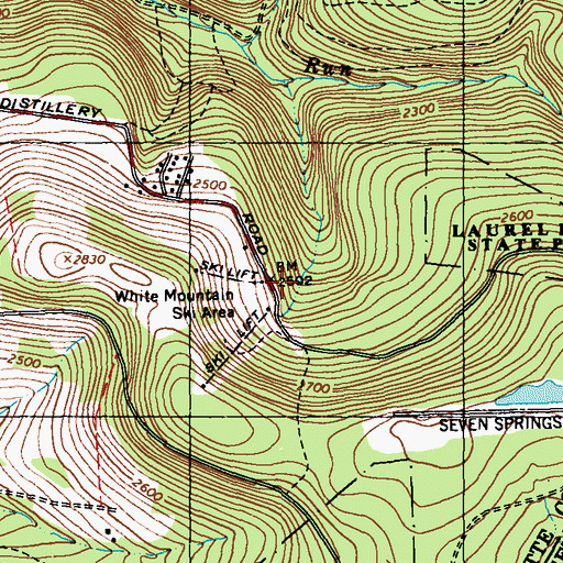 Topographic Map of White Mountain Ski Area, PA