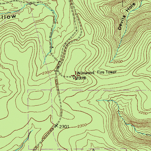 Topographic Map of Wildwood Fire Tower, PA