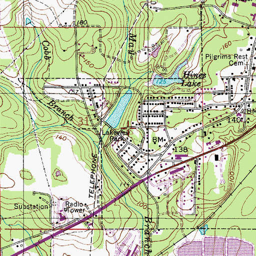 Topographic Map of Lakeview Park, AL