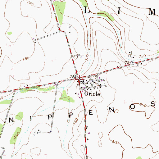 Topographic Map of Oriole, PA