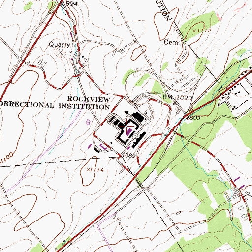 Topographic Map of State Correctional Institution Rockview, PA