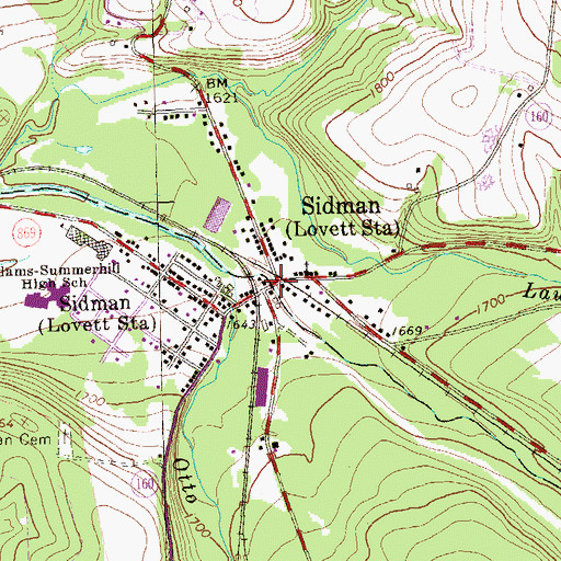 Topographic Map of Sidman, PA