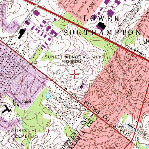 Topographic Map of Sunset Memorial Park, PA