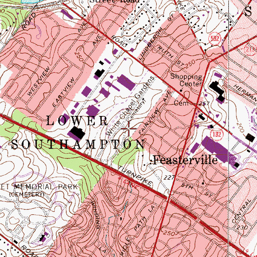 Topographic Map of White Chapel Gardens, PA