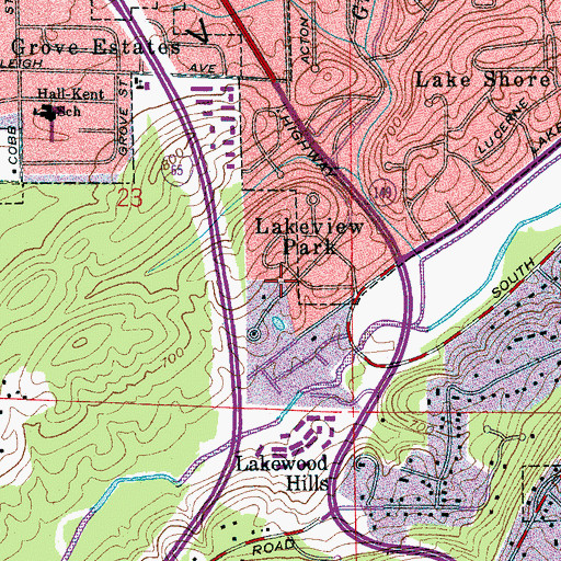 Topographic Map of Lakeview Park, AL