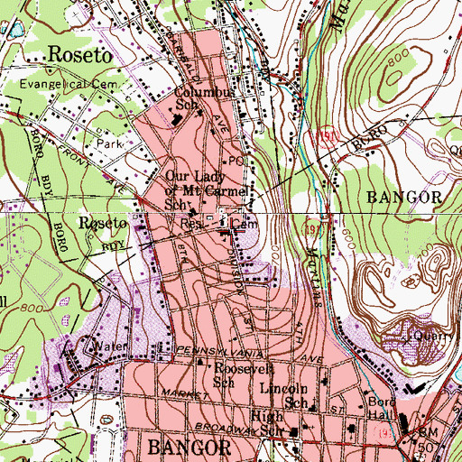 Topographic Map of Pius X High School, PA