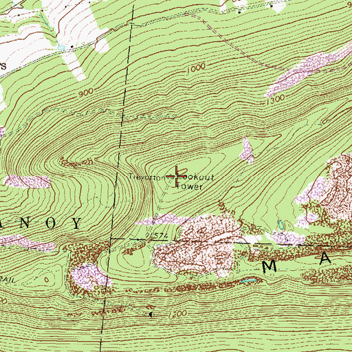 Topographic Map of Trevorton Fire Tower, PA