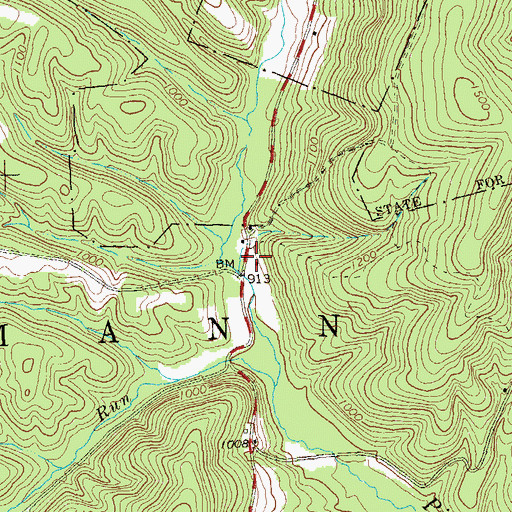 Topographic Map of Piney Creek, PA