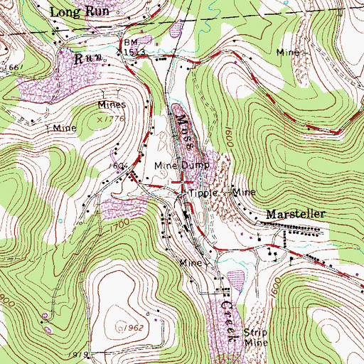 Topographic Map of Moss Creek, PA