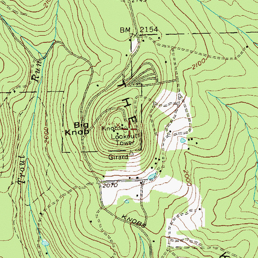 Topographic Map of The Knobs Fire Tower, PA