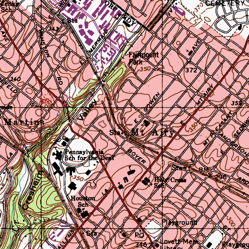 Topographic Map of Mount Airy Station, PA