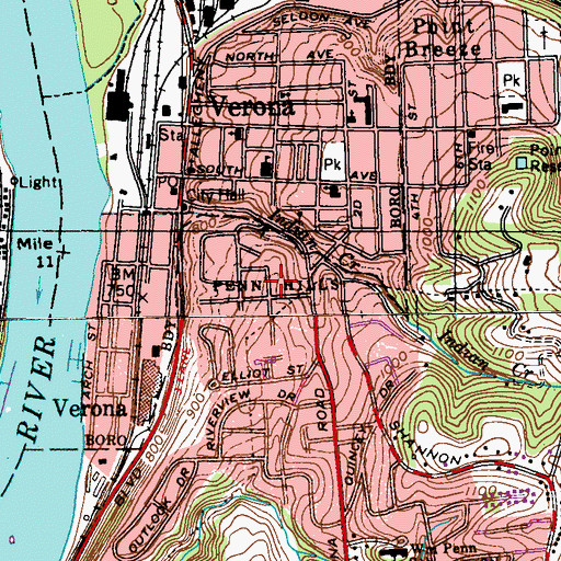 Topographic Map of Penn Hills, PA