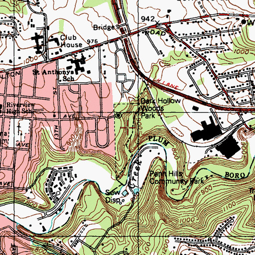 Topographic Map of Dark Hollow Woods Park, PA