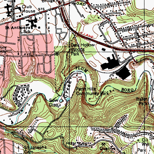 Topographic Map of Penn Hills Community Park, PA
