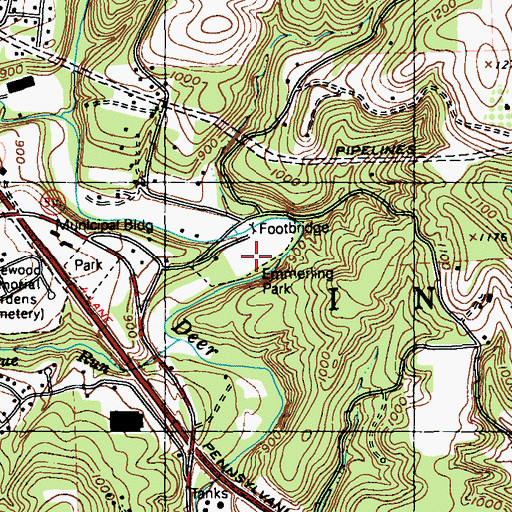 Topographic Map of Emmerling Park, PA