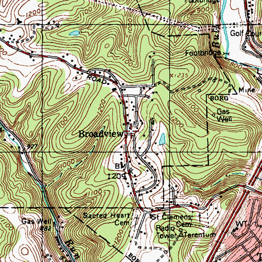 Topographic Map of Broadview, PA