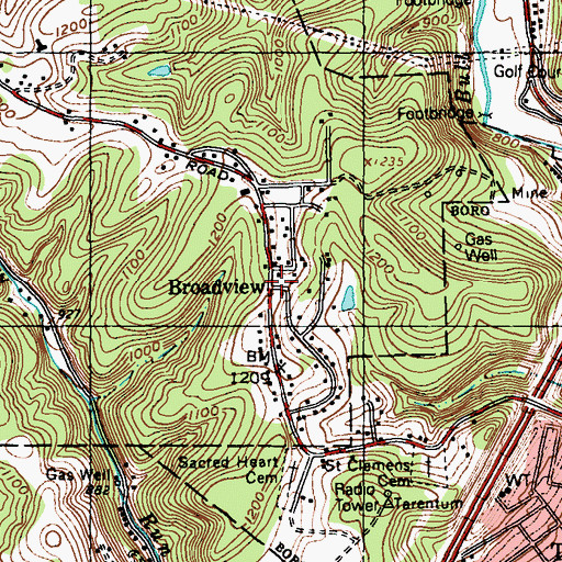 Topographic Map of Broadview, PA