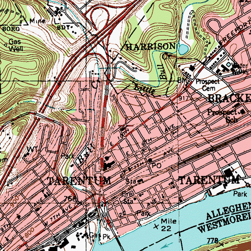 Topographic Map of Saints Peter and Paul Church, PA