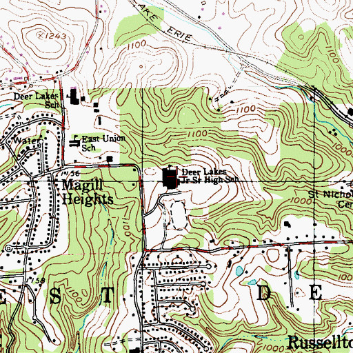 Topographic Map of Deer Lakes Junior and Senior High School, PA