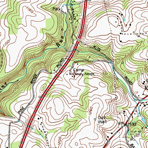 Topographic Map of Camp Piney Nook, PA