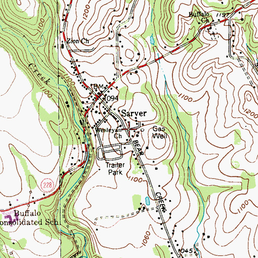 Topographic Map of Wesleyan Methodist Church, PA