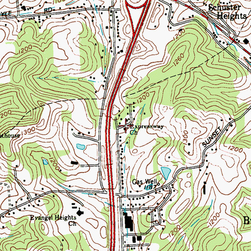 Topographic Map of Expressway Baptist Church, PA