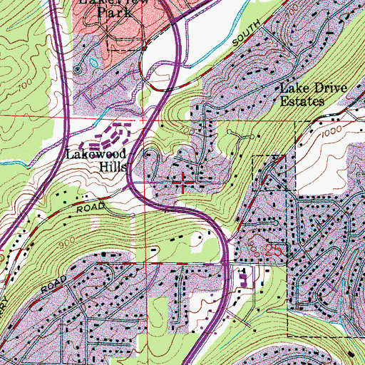 Topographic Map of Lakewood Hills, AL