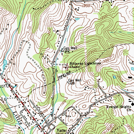 Topographic Map of Bibleway Lighthouse Fellowship Chapel, PA