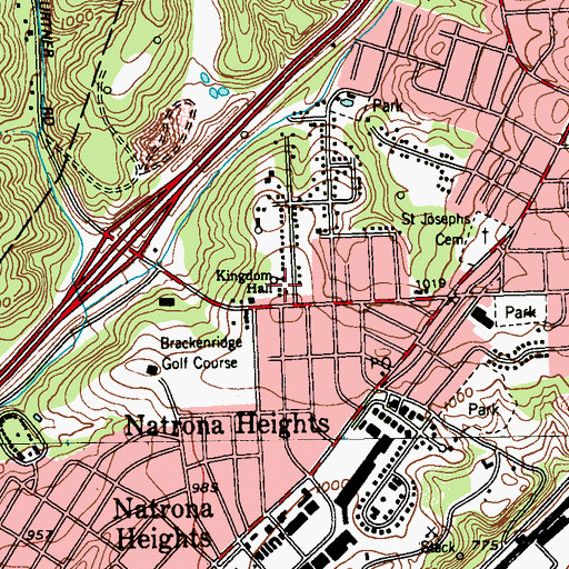 Topographic Map of Kingdom Hall Church, PA