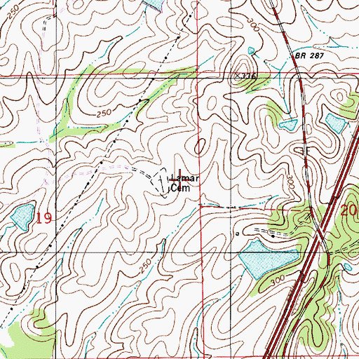 Topographic Map of Lamar Cemetery, AL