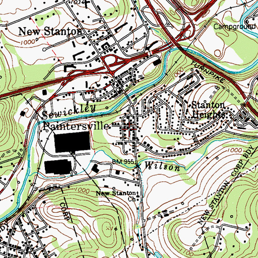 Topographic Map of Paintersville, PA