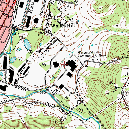 Topographic Map of Westmoreland Community College, PA
