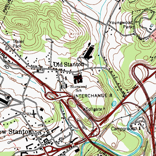 Topographic Map of Stanwood School, PA