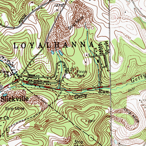 Topographic Map of Elrico Park, PA
