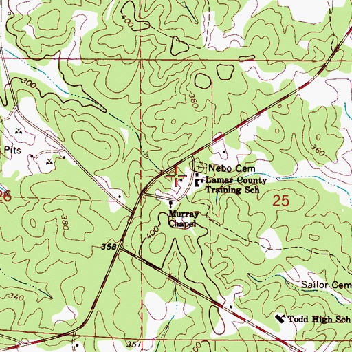 Topographic Map of Lamar County Training School (historical), AL