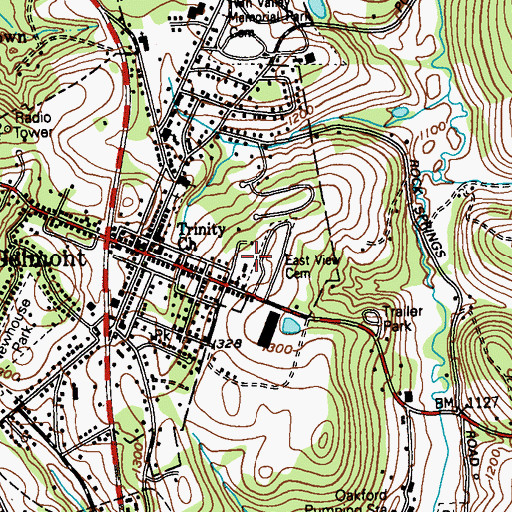 Topographic Map of East View Cemetery, PA