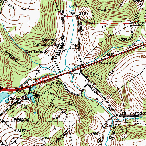 Topographic Map of Boggs Hollow, PA
