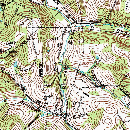 Topographic Map of Crooked Run, PA