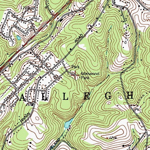 Topographic Map of Melwood Park, PA
