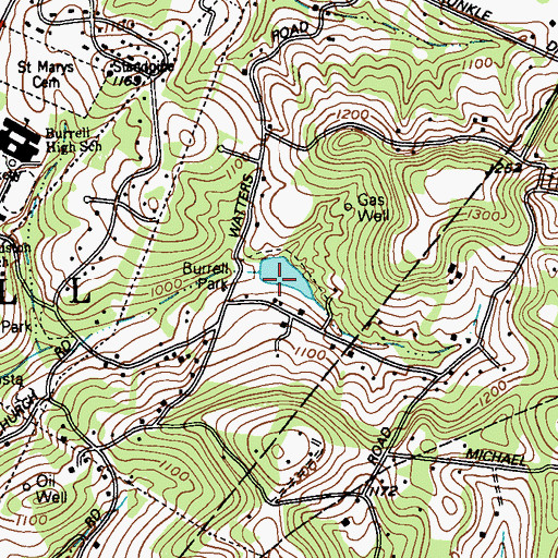 Topographic Map of Burrell Park, PA