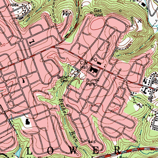 Topographic Map of Burrell Park, PA