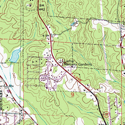Topographic Map of Lamar Memory Gardens, AL