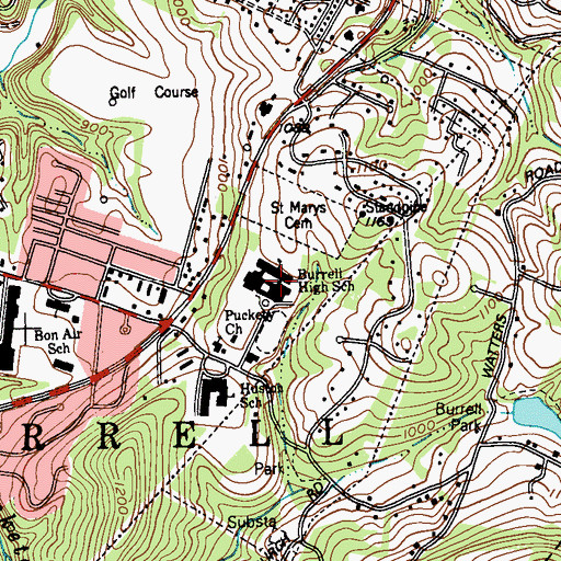 Topographic Map of Burrell High School, PA
