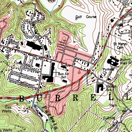 Topographic Map of Bon Air School, PA