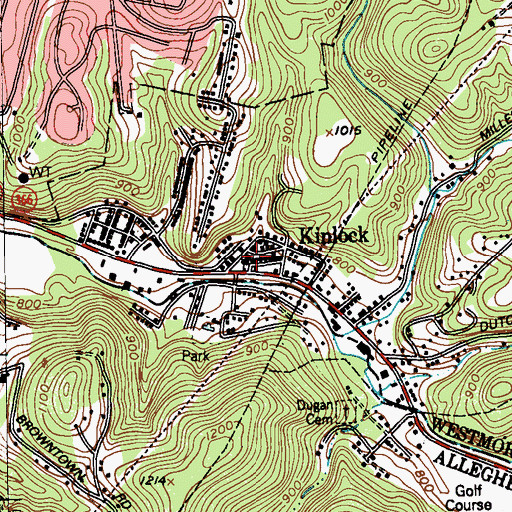 Topographic Map of New Kensington Commercial School, PA